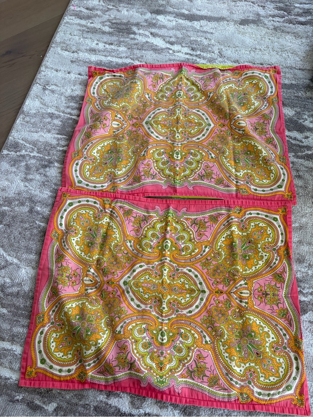 Echo Bright Lime Green Pillow  Shams with Floral Accent Standard Pillow Shams
